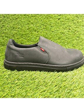 Mellow Walk Jessica Women Size 7.5E Black Leather Steel Toe Safety Slip-On Shoes